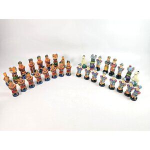 Vintage Chess Pieces No Board Incas vs Conquistadors Complete Aztec Mayan